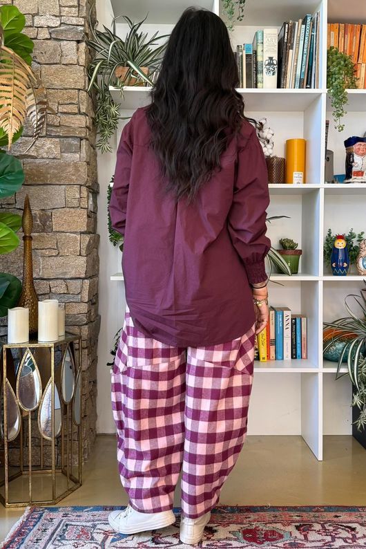 Paloma Tela Peter Pan Blouse Aubergine